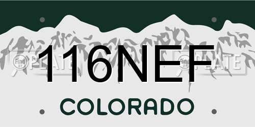 116NEF Colorado License Plate