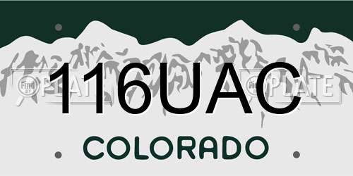 116UAC Colorado License Plate