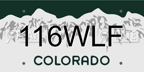 116WLF Colorado License Plate