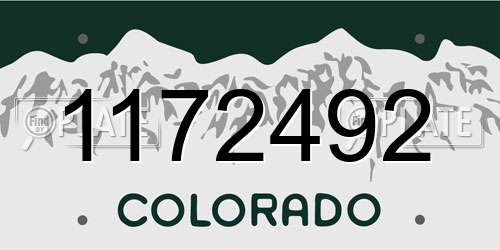 1172492 Colorado License Plate