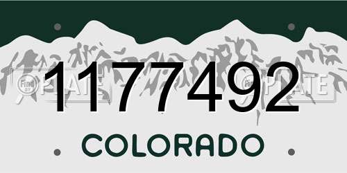 1177492 Colorado License Plate