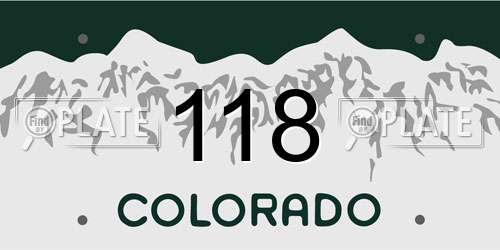 118 Colorado License Plate