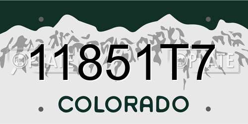 11851T7 Colorado License Plate