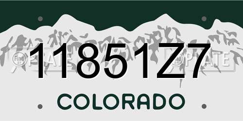 11851Z7 Colorado License Plate