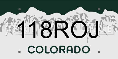 118ROJ Colorado License Plate