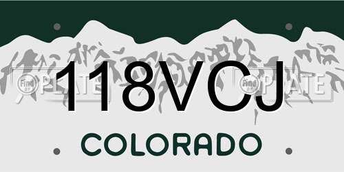 118VCJ Colorado License Plate