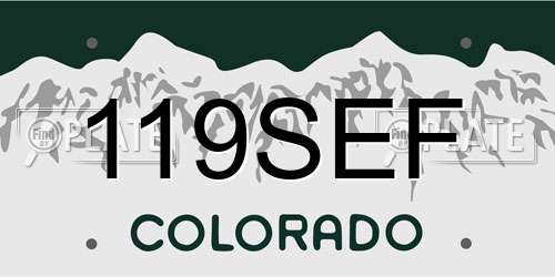 119SEF Colorado License Plate