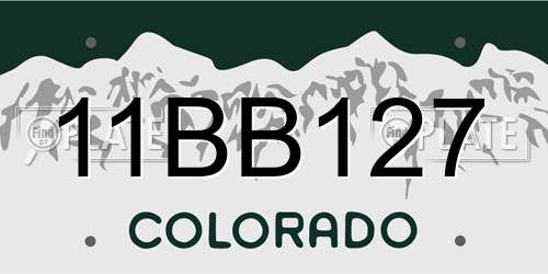 11BB127 Colorado License Plate