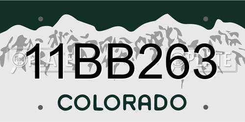 11BB263 Colorado License Plate