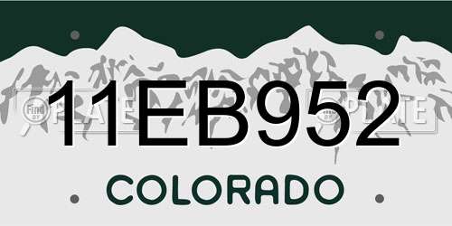 11EB952 Colorado License Plate