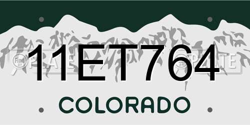 11ET764 Colorado License Plate