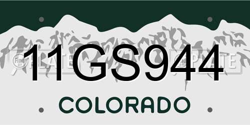11GS944 Colorado License Plate