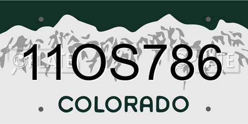 11OS786 Colorado License Plate