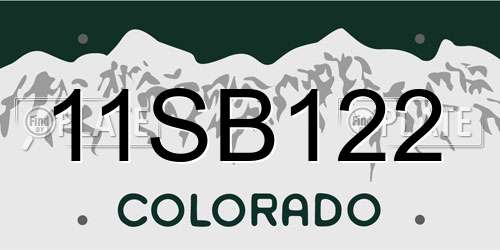 11SB122 Colorado License Plate