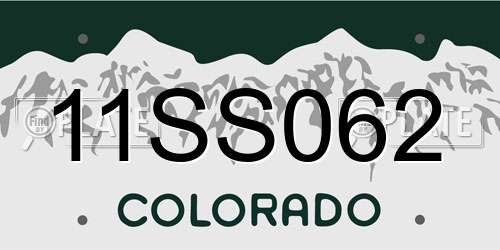 11SS062 Colorado License Plate