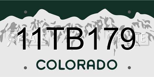 11TB179 Colorado License Plate