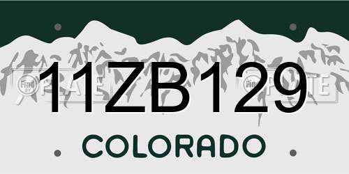 11ZB129 Colorado License Plate