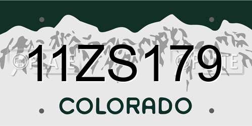 11ZS179 Colorado License Plate