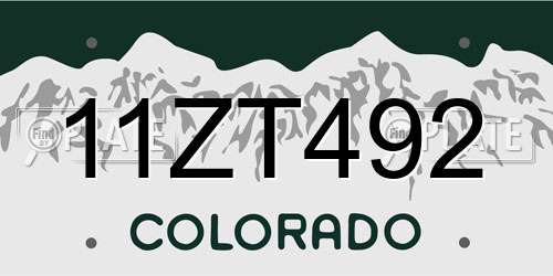 11ZT492 Colorado License Plate