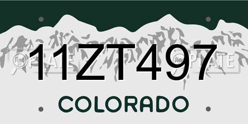 11ZT497 Colorado License Plate