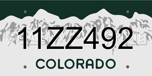 11ZZ492 Colorado License Plate