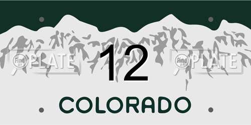 12 Colorado License Plate
