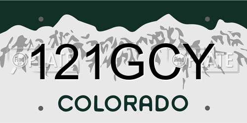 121GCY Colorado License Plate