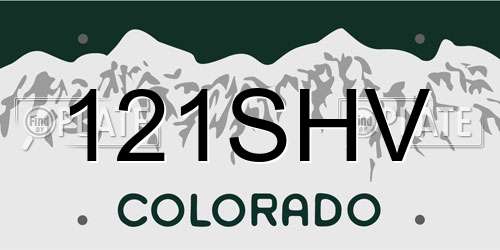 121SHV Colorado License Plate