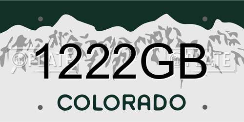 1222GB Colorado License Plate