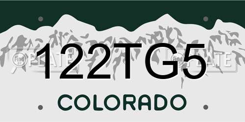 122TG5 Colorado License Plate