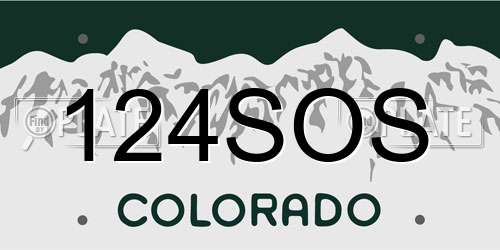 124SOS Colorado License Plate