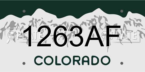 1263AF Colorado License Plate