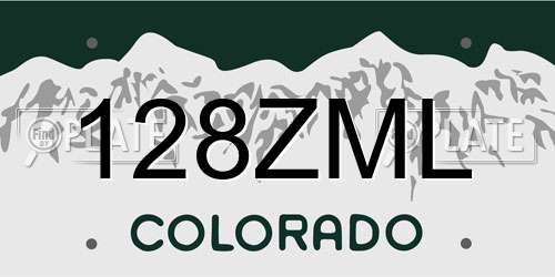 128ZML Colorado License Plate