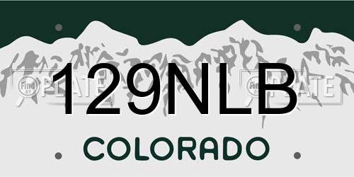 129NLB Colorado License Plate