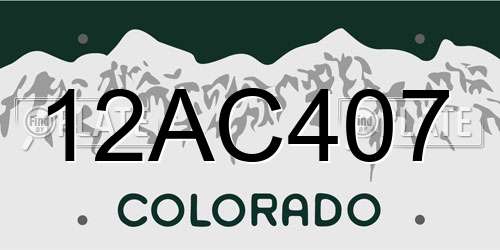 12AC407 Colorado License Plate