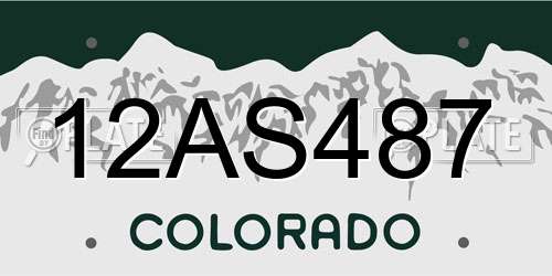 12AS487 Colorado License Plate