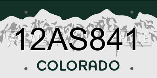 12AS841 Colorado License Plate