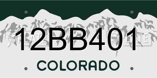12BB401 Colorado License Plate