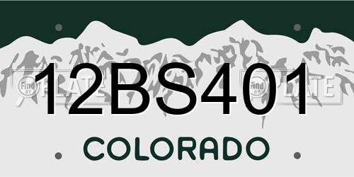 12BS401 Colorado License Plate