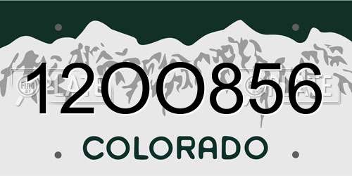 12OO856 Colorado License Plate
