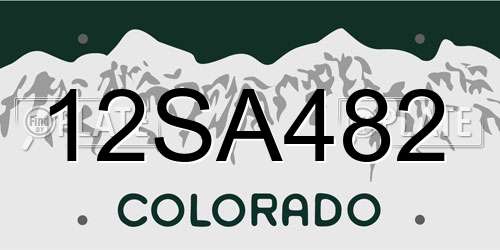 12SA482 Colorado License Plate