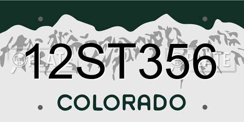 12ST356 Colorado License Plate
