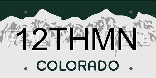 12THMN Colorado License Plate
