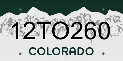 12TO260 Colorado License Plate