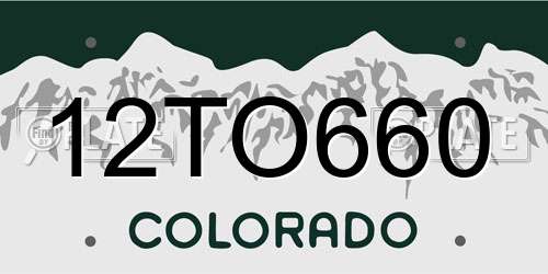 12TO660 Colorado License Plate