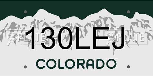 130LEJ Colorado License Plate