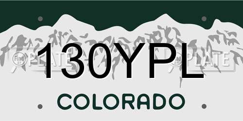 130YPL Colorado License Plate