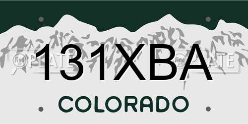 131XBA Colorado License Plate