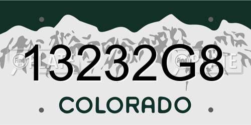 13232G8 Colorado License Plate