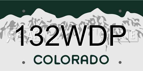 132WDP Colorado License Plate